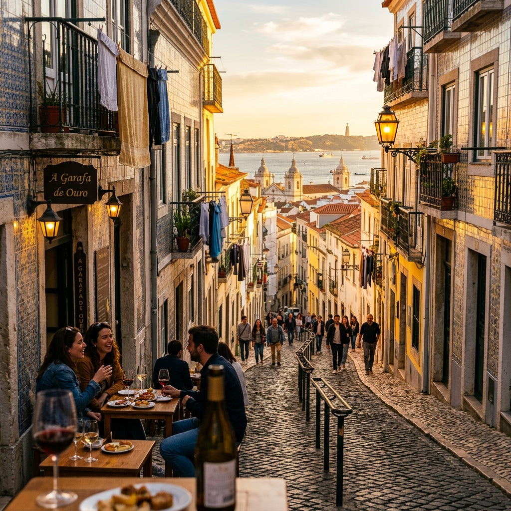 Terrasse du bar à vin POP à Graça, Lisbonne
